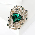 Crystal Bird Nest Brooch in Green Purple Gray or Blue view 4
