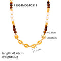 Gold Beaded Necklace Tiger Eye Pearl or Black Bead view 6