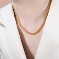 Gold Curb Chain Fringe Necklace Colored Enamel Bead Drops view 8