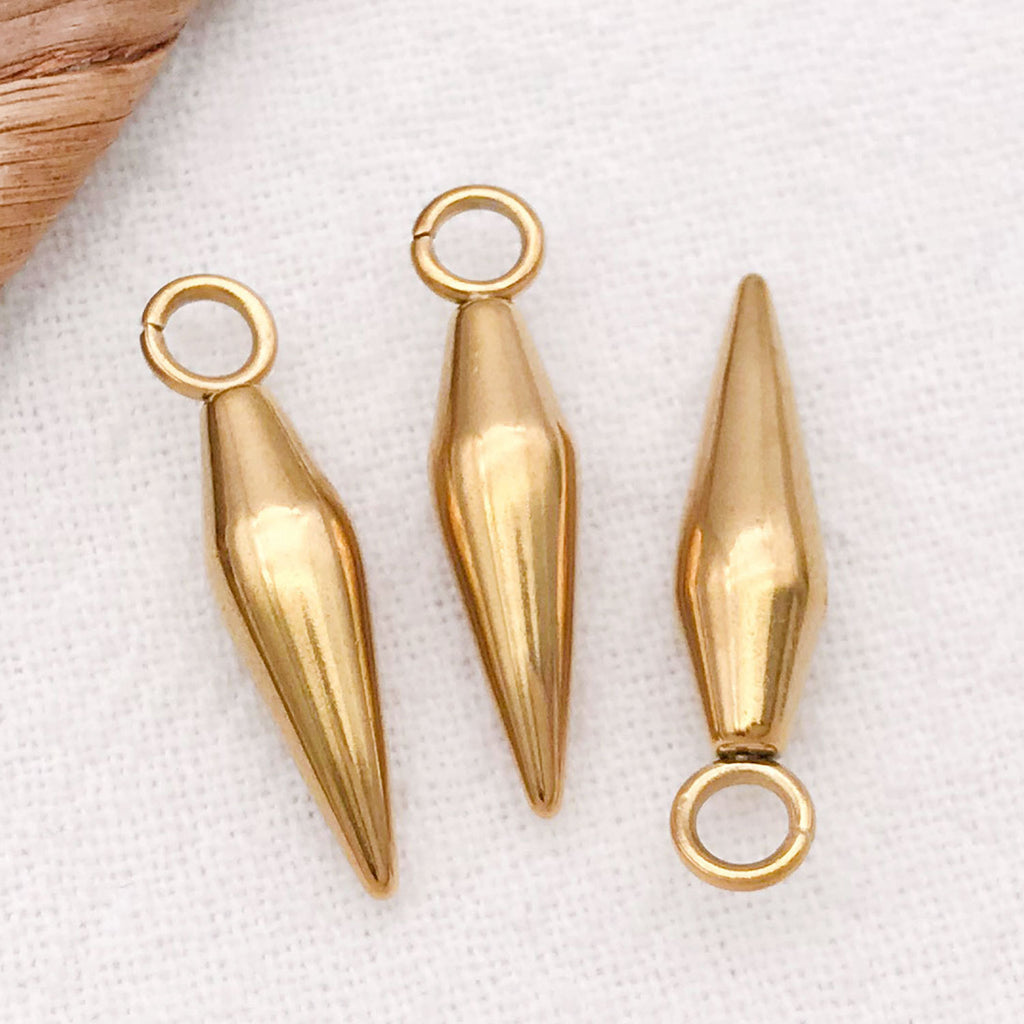 Stainless Steel Punk Cone Spike Charm Pendant for DIY Necklace Bracelet Earring Making