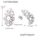 Textured Teardrop Pearl Stud Earrings Gold Steel Finish view 6