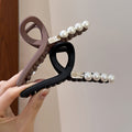 Matte Coffee Pearl Shark Claw Hair Clip About 13 cm view 4