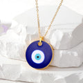 Gold Tone Oversized Round Evil Eye Pendant Necklaces view 6