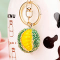 Jeweled Durian Keychain in Plain and Yellow Braided Loop Configurations view 3