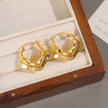 Gold Tone Folded V Shape Chunky Polished Hoop Earrings view 6