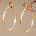 Tricolor Gold Pink Silver Checkerboard Segment Hoop Earrings view 1