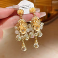 Blue Floral Crystal Teardrop Stud Earrings Jewelry Accessory view 6