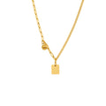 Gold Stainless Steel Good Luck Square Tag Ball Necklace view 5