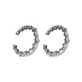 Gunmetal Crystal Hoop Stud Earrings with Polished Metal Tone Details view 5