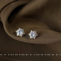 Clear Stone Snowflake Cluster Stud Earrings In Silver And Gold Tone view 6