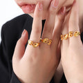 OK Hand Gesture Open Ring Gold and Steel Tone Metal view 4