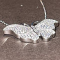 Silver Tone Pavé Butterfly Pendant Necklace Polished Metal Jewelry view 3
