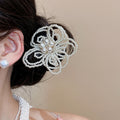 White Pearl Openwork Flower Duckbill Hair Clips Two Styles view 6