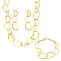 Gold Open Heart Link Necklace Bracelet Drop Earrings view 5