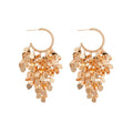 Gold Tone Hoop Earrings with Layered Sequin Cluster Drops view 5