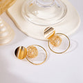 Gold Disc Open Hoop and Wire Nest Ball Drop Earrings view 3