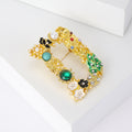 Jeweled Open Letter D Brooch With Colorful Floral Details view 3