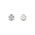 Asymmetric White Flower and Clear Crystal Stud Earrings view 5