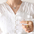 Openwork Rose Flower Pendant Shell Inlay Necklace Tones view 8