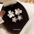 Silver Tone Flower Stud Earrings in Colorful and White Styles view 3