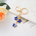 Enamel Triple Butterfly Keychain Gold Tone Metal Bag Charm view 8