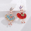 Aqua Gold Tone Rabbit Two Designs Metal Brooch Pin view 5