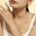 Gold Copper Triple Plastic Bead Row Hoop Earrings Huggie view 3