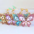 Faceted Stone Butterfly Keychain With Rhinestones And Lobster Clasp view 11