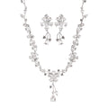 Black Silver Tone Crystal Flower Garland Two Designs Metal Necklace and Earring Set view 5