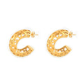 Gold Steel Hollow Openwork C-Shape Titanium Steel Earrings view 5