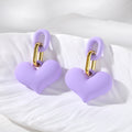 Matte Macaron Heart Drop Earrings Gold Links 12 Colors view 11