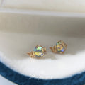 Mini Gold Iridescent Glass Butterfly Star Stud Earrings view 4