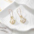 Gold Tone Shell-Shaped Pressed Flower Drop Earrings in Seven Designs view 3