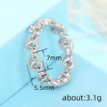 White Metal Linked Heart Chain Band Ring Sizes 6-10 view 4