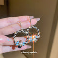 Multicolor Beaded Basket Hoop Hook Earrings with Polished Metal Accents view 2