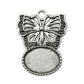 Butterfly Oval Cabochon Pendant Settings in Two Finishes view 1