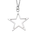 Open Star Outline Pendant Necklace in Polished Silver Tone view 4