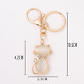 Gold Tone Cat Keychain Opal Stone and Rhinestone Charm view 5