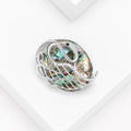 Silver Abalone Shell Swan Brooch Openwork Wing Rhinestones view 3