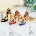 Gold Tone Enamel High Heel Rhinestone Keychain 3 Colors view 1