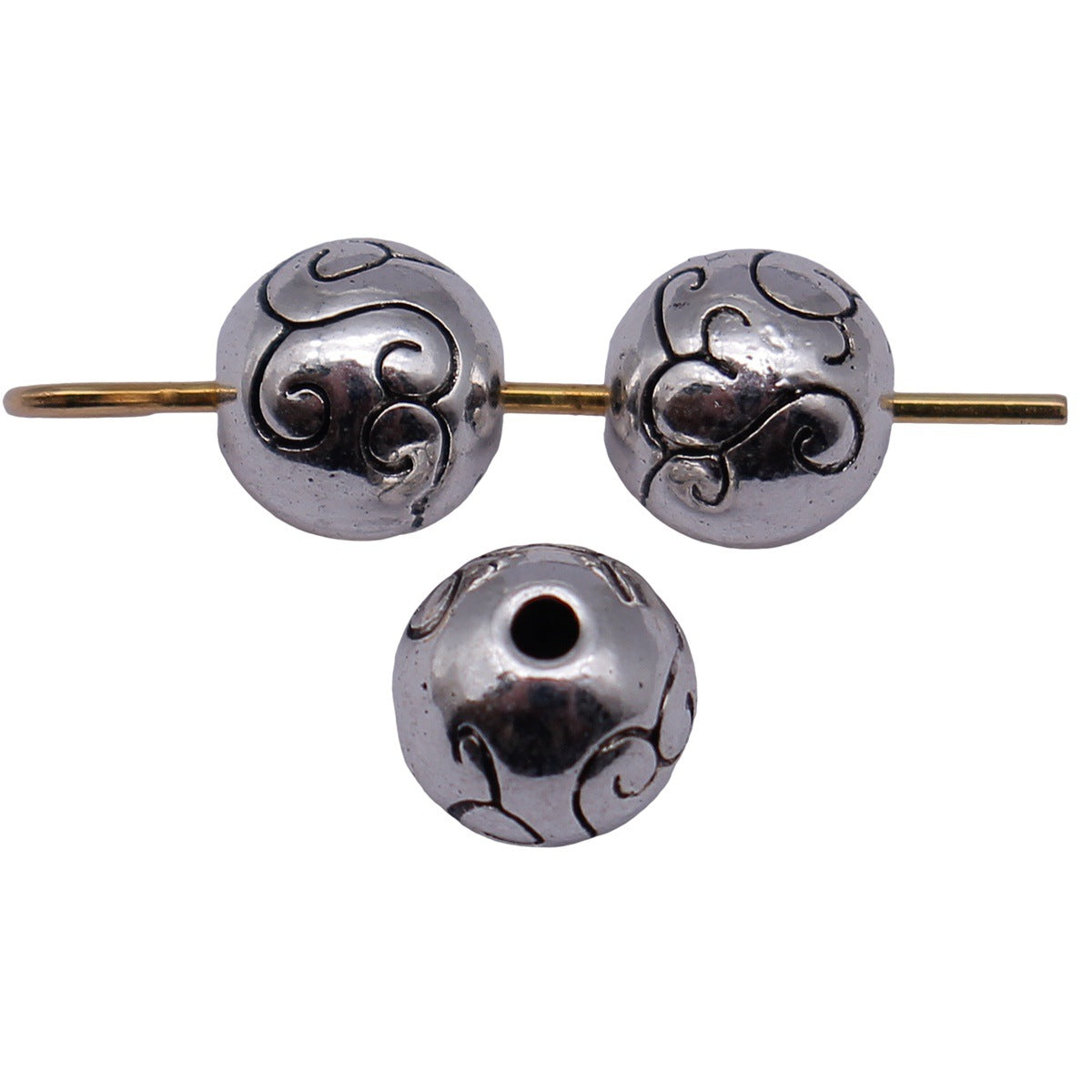 6.9x6.9x6.6mm 1.1g Antique Silver Zinc Alloy Vine Texture Spacer Beads for Bracelet Jewelry Making