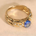 Gold Tone Teardrop Blue Center Ring Clear Accent Sizes view 2