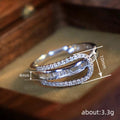 Silver Tone Open Dual Band Ring Baguette Clear CZ Metal view 4
