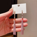 Color Crystal Chain Tassel Stud Earrings in Two Tones view 6