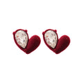 Velvet Heart Stud Earrings with Clear Teardrop Crystals view 5