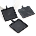 Square Pendant Bezel Trays with Geometric Textured Backs view 4