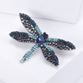 Dragonfly Brooch in Metal with Open Wings Set with Multicolor Crystals view 3