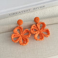 Eleven Color Woven Four Leaf Flower Statement Earrings view 12