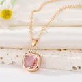 Gold Tone Square Faceted Crystal Pendant Necklaces in Eight Colors view 6