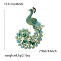 Large Crystal Peacock Brooch in Green or Purple Jewel Tones view 5